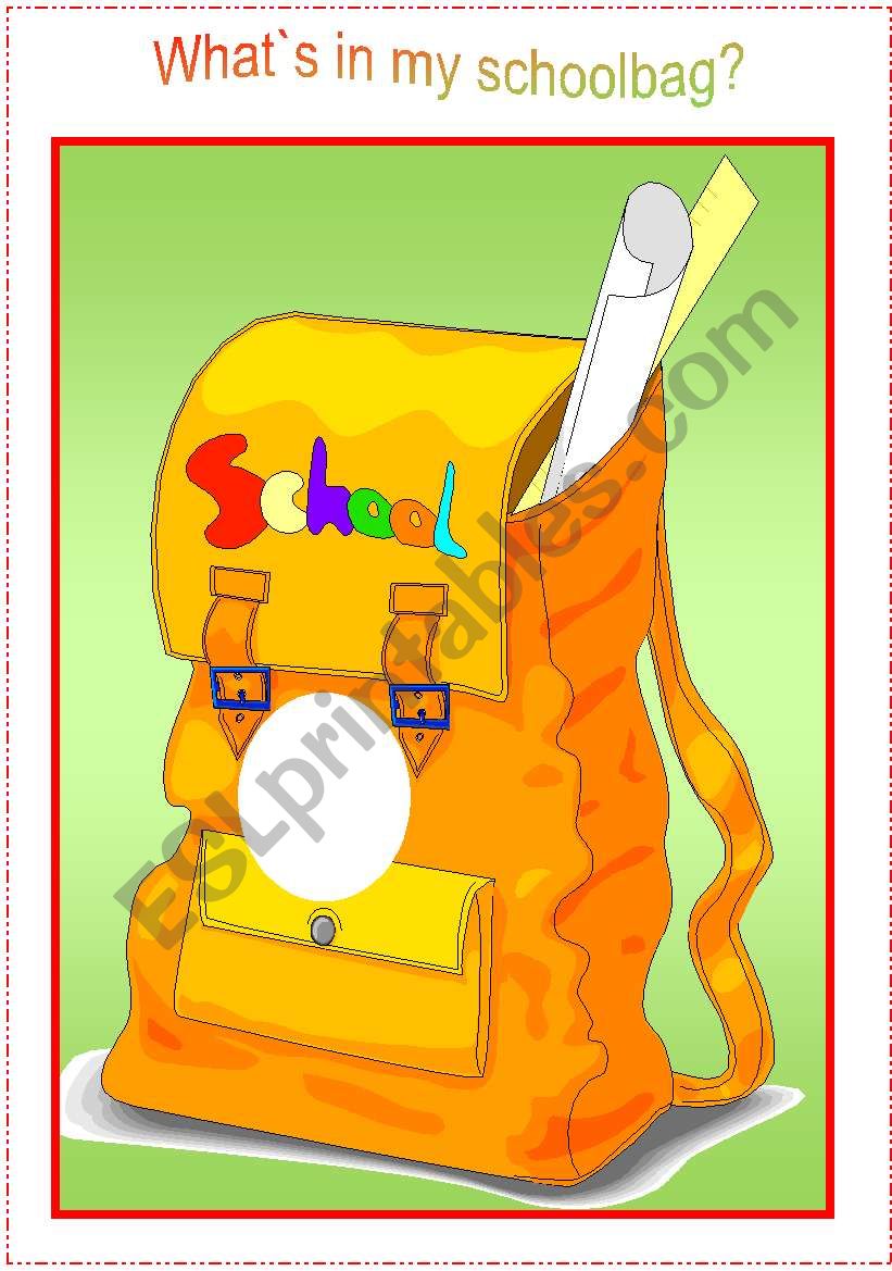 What`s in my schoolbag - practising school objects with kids (schoolbag and cards)